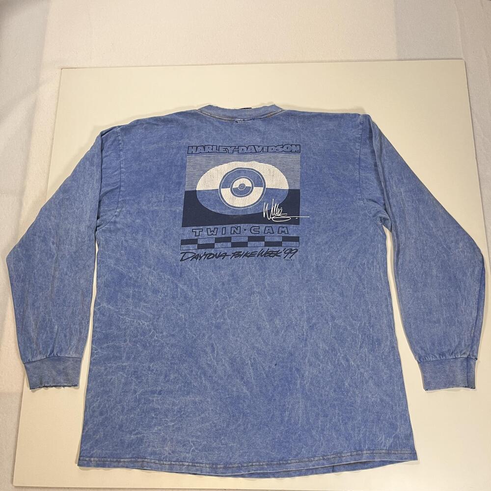 Vintage Harley Davidson Henley Shirt Holoubek Long Sleeve Daytona Bike Week 90s